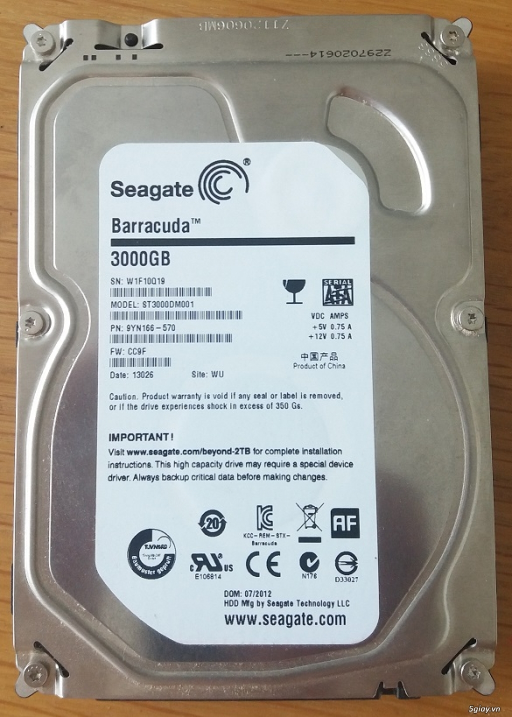 HDD 3.5inch Seagate 3000G (3Tb), 7200RPM, SATA - End 22h59 ngày 03/09/2019 - 1