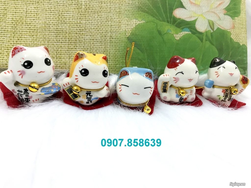 Bộ 5 Tượng Mèo Thần Tài Maneki Neko + Đế 5 Chân - 4