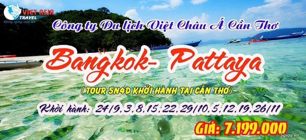 TOUR DU LỊCH BANGKOK - PATTAYA (7.199.000 giảm cực sốc còn 6.899.000 )