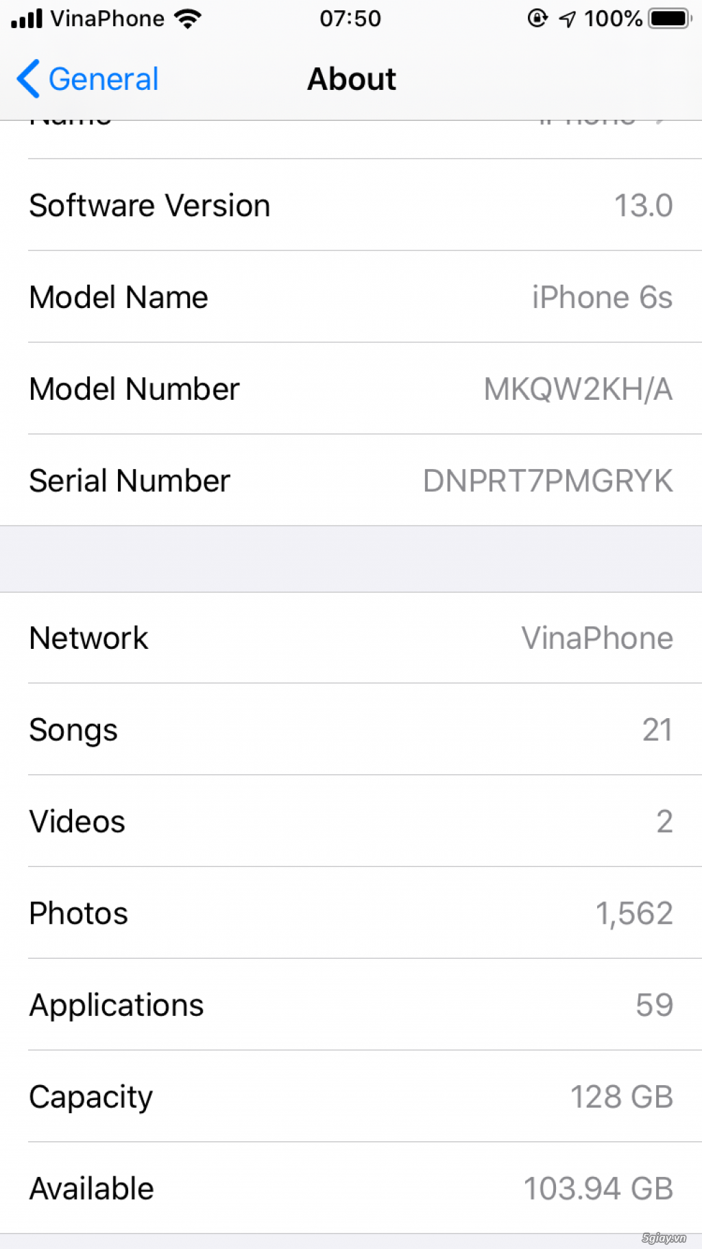 Iphone 6s 128 rose 99% quốc tế