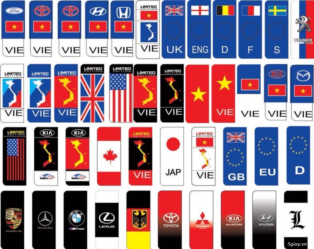 Gò ,ép biển số xe gắn cờ phong cách châu Âu