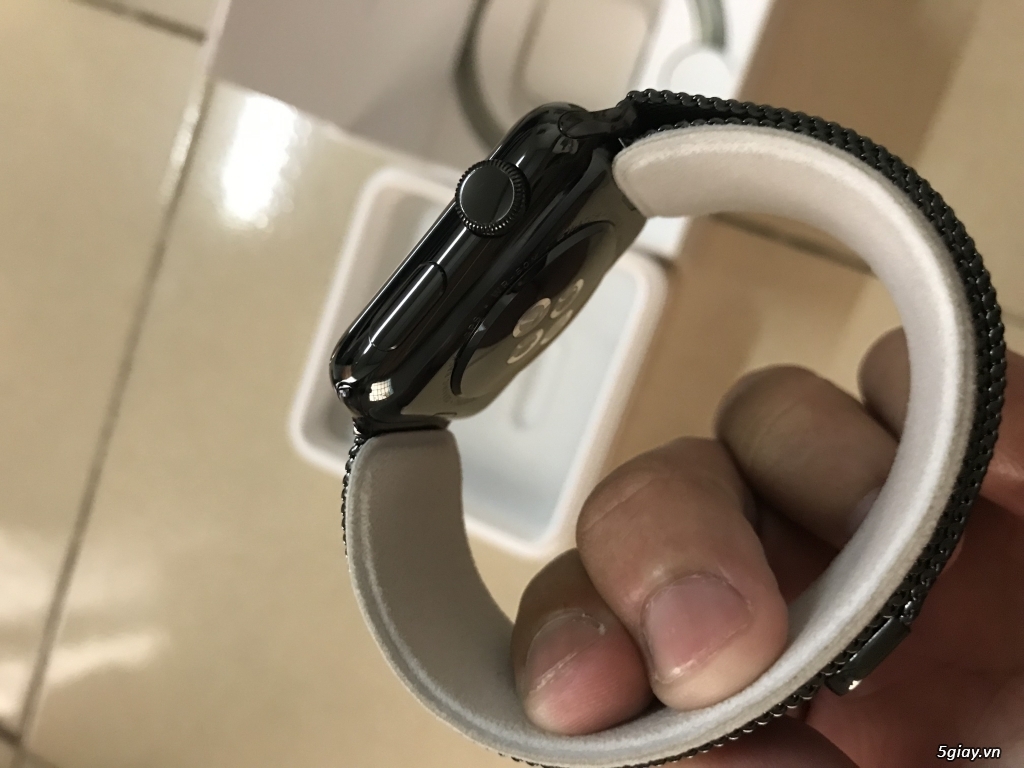 Apple watch seri 1 42mm thép đen dây milanese loop zin apple fullbox - 2