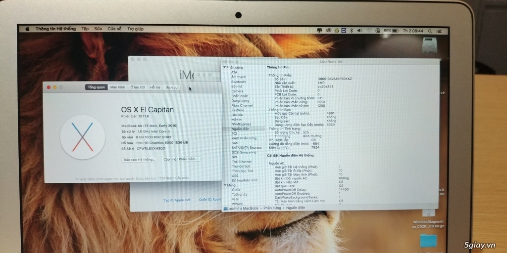 Cần ra đi Macbook Air Early 2015 Core I5, Ram 8GB, SSD 128GB