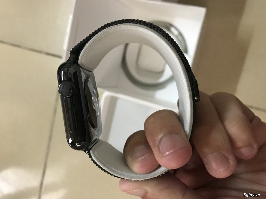 Apple watch seri 1 42mm thép đen dây milanese loop zin apple fullbox