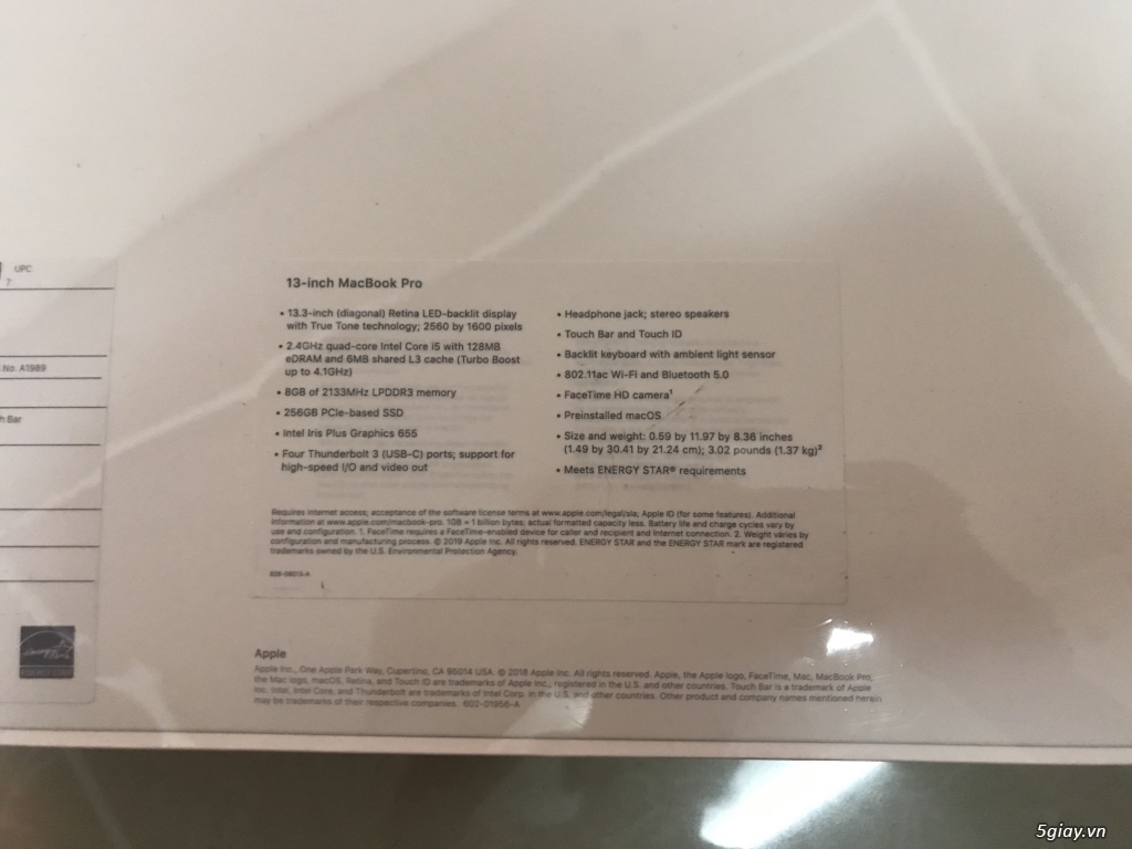 MV962 - MacBook Pro 2019 13 Inch Gray i5 2.4/8GB/256GB - giá rẻ nhất - 5