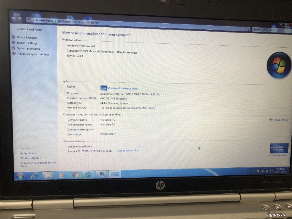 Thanh lý Laptop HP EliteBook 2570p Mini - 3
