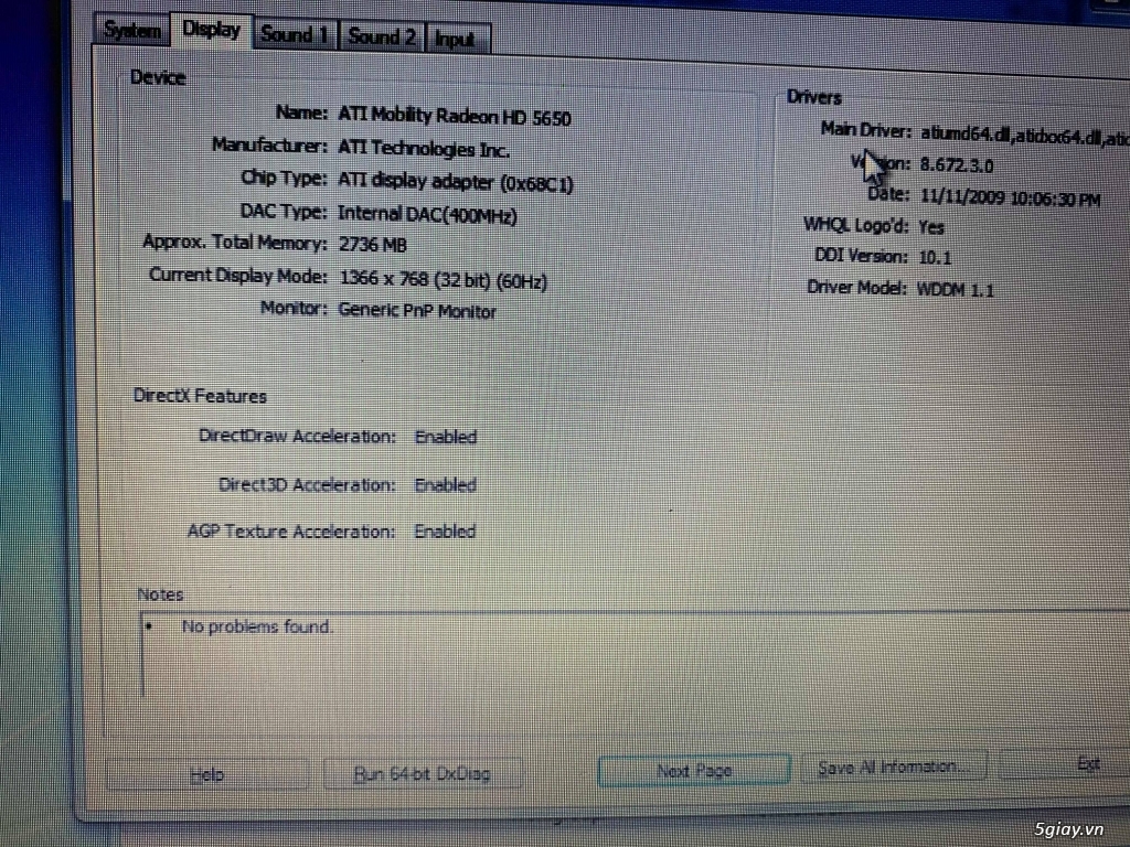 Laptop Acer 5740G-6395 Core i5 • Ram 4G • 15.6 inch •  VGA rời - 4