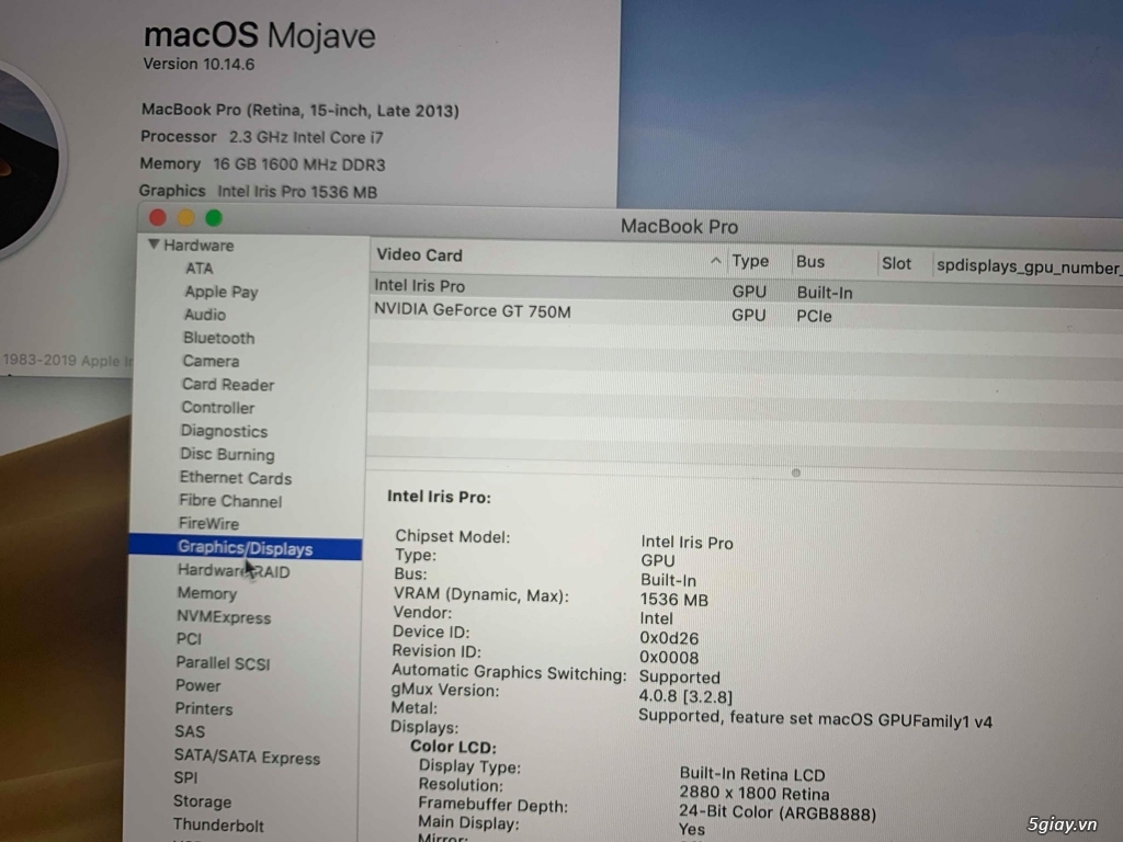 Apple Macbook rentina ME294 Core i7 16 GB 512 GB VGA GT 750 2G - 1