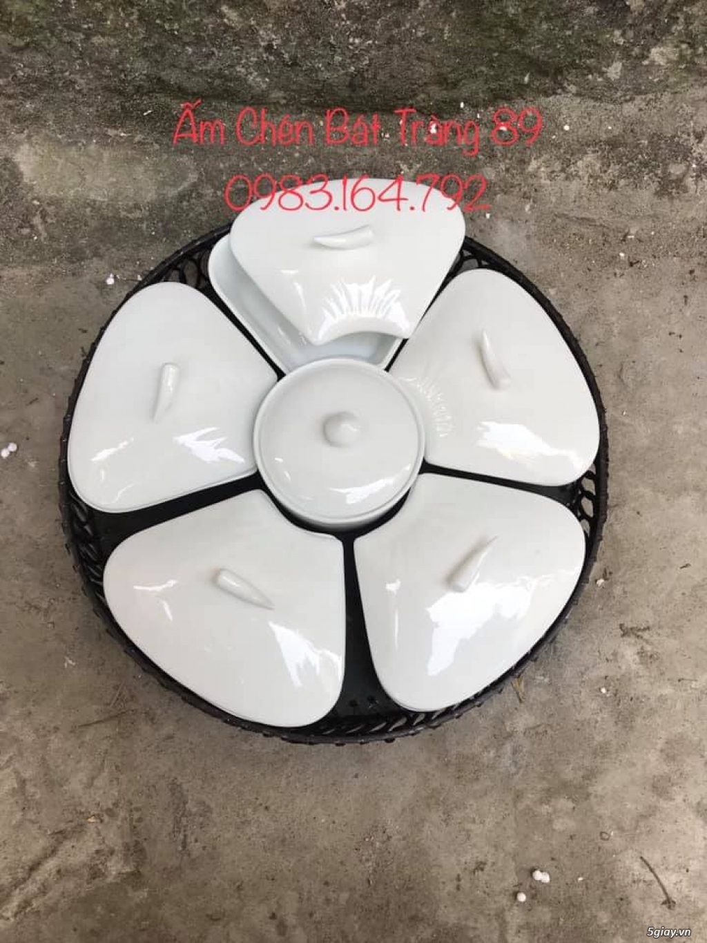Bộ khay mứt bánh kẹo tết hình hoa mai hàng Bát Tràng - 2