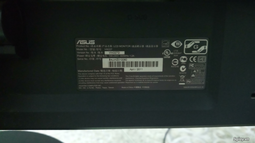 Ko sử dụng thanh lý màn hình 22 inch Asus.