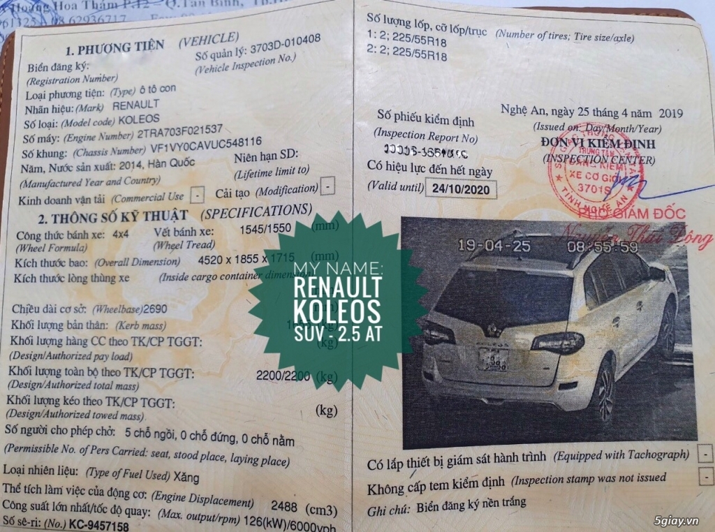 TP.HCM cần bán xe Renault Koleos 2.5 AT