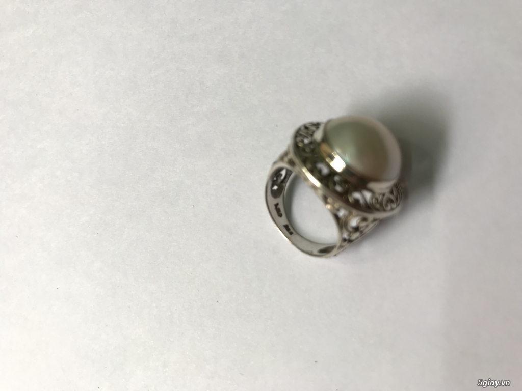 Nhẫn nữ bạc ngọc trai xưa ni tay 17mm End: 23h00 ngày 06-12-2019 - 4