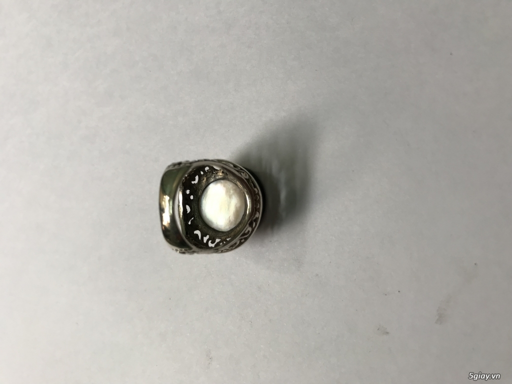 Nhẫn nữ bạc ngọc trai xưa ni tay 17mm End: 23h00 ngày 06-12-2019 - 5