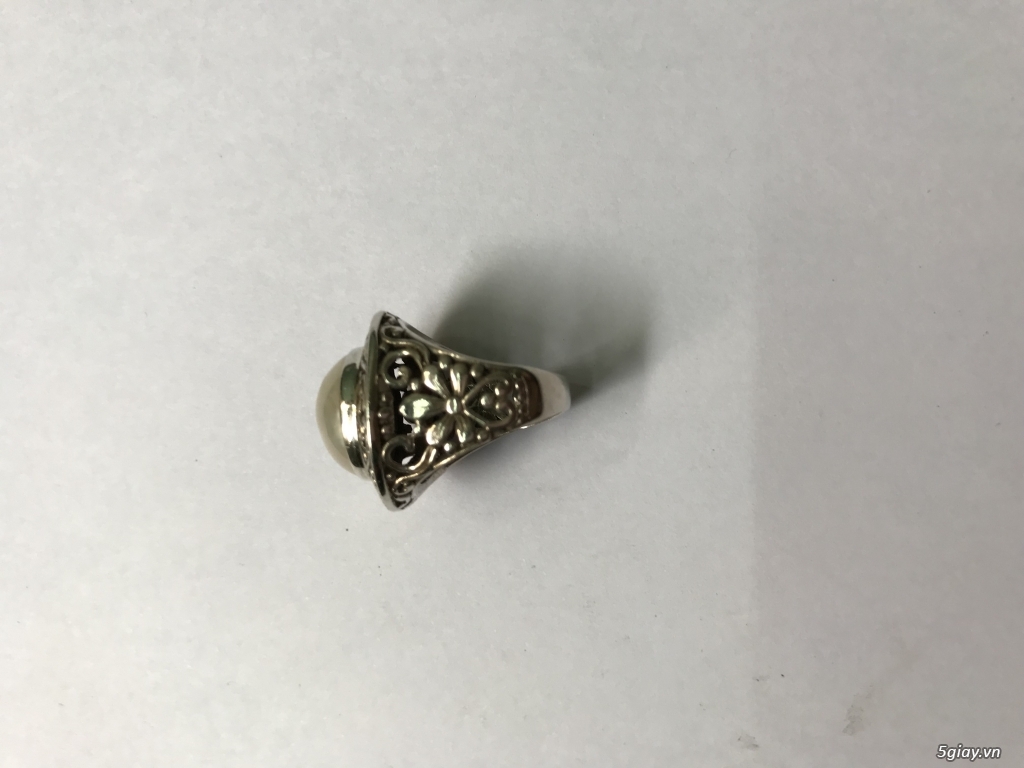 Nhẫn nữ bạc ngọc trai xưa ni tay 17mm End: 23h00 ngày 06-12-2019 - 3