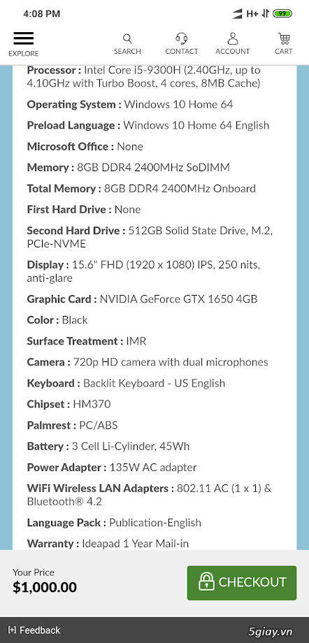 [New seal 100%] Lenovo Game i5-9300H | GTX 1650 | 8GB RAM | 512 GB SSD