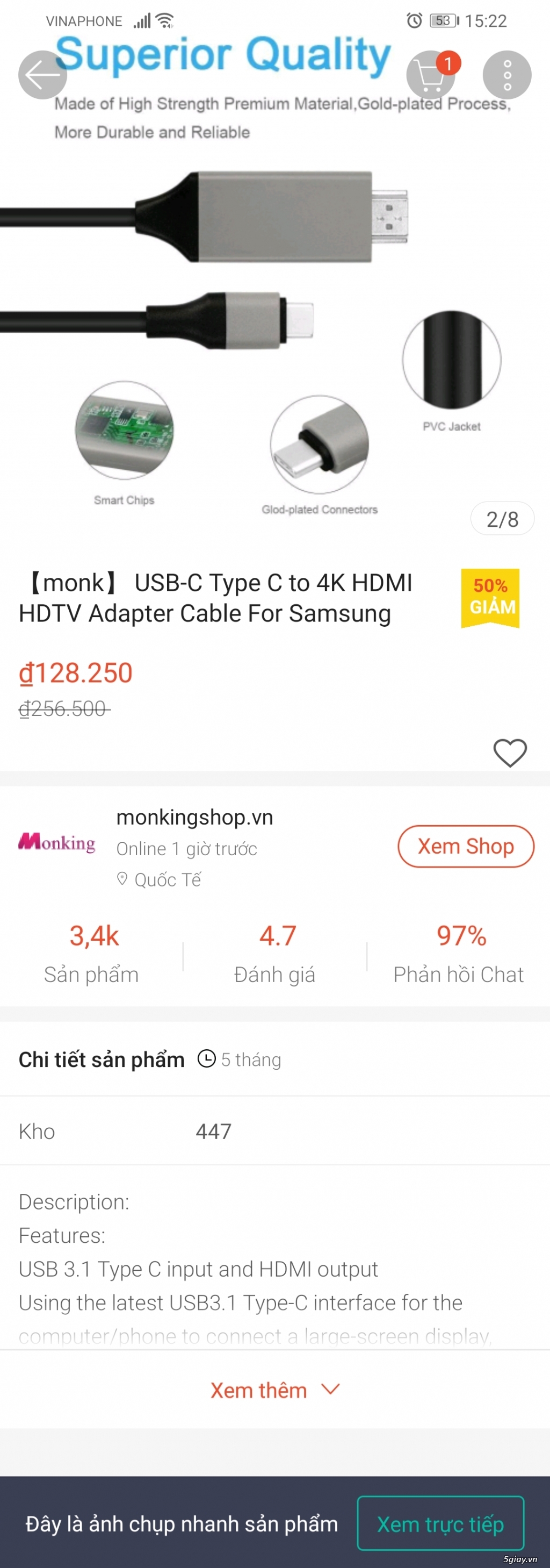 Usb C to HDMI, USB 3.0 kết nối tivi 4K cho SAMSUNG ET: 21:59 Ngày 17/12/2019 - 1