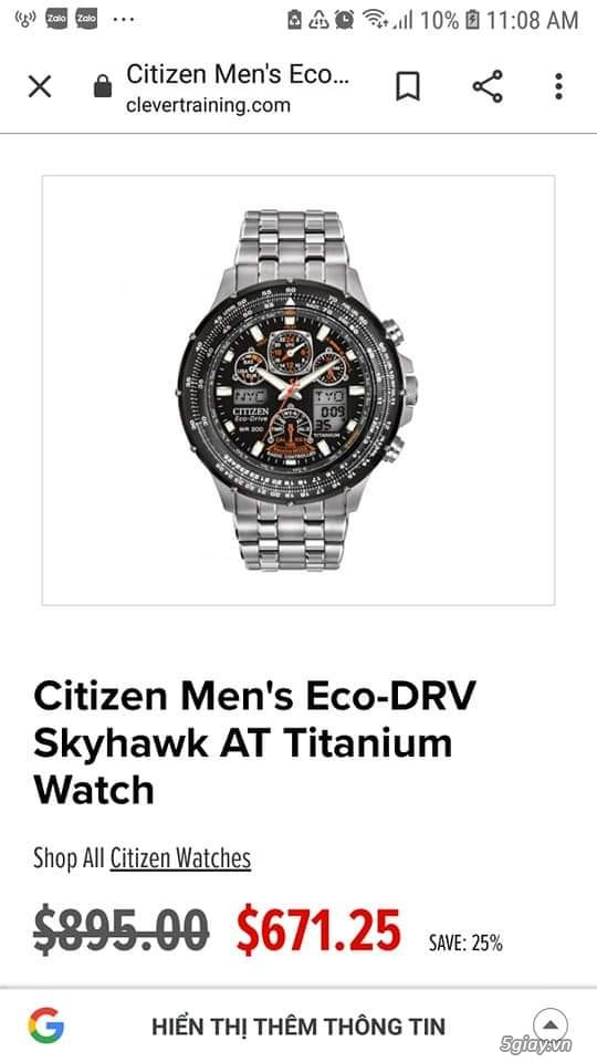 Cần bán: Đồng hồ Citizen Eco Drive Skyhawk WR 200 xách tay Canada - 3