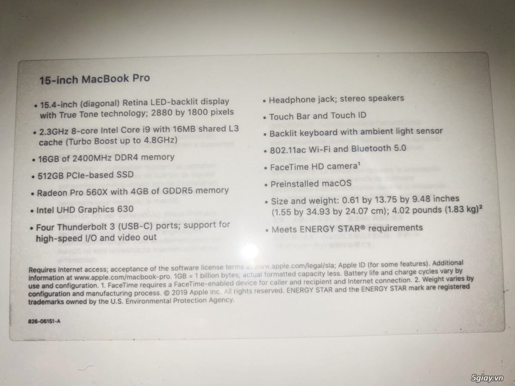 MacBook Pro 15 Touch Bar i9 2.3GHz/16G/512GB, hàng xách tay Amazon USA - 4