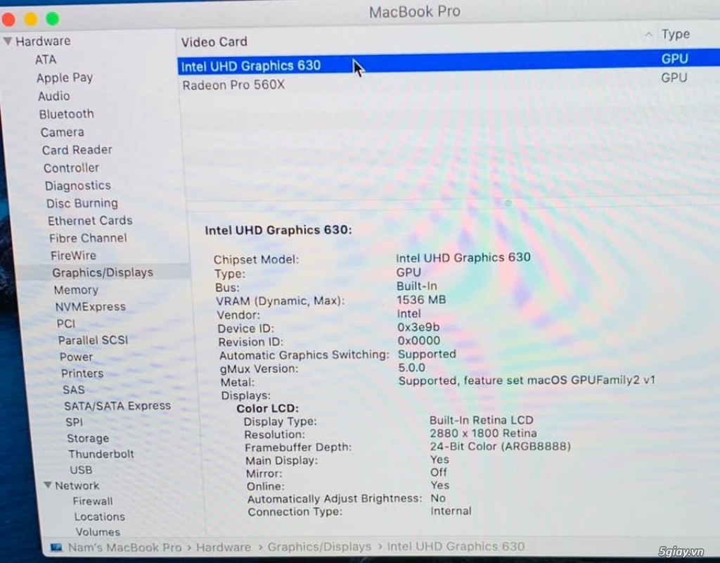 Macbook Pro 15 2018 TouchBar Chip i7 Card - 2