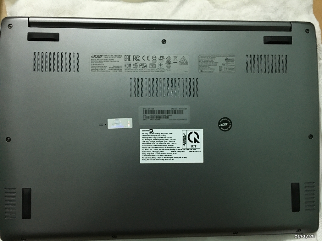 Cần bán: Acer Swit 5 SF514 53T 740R i7 8565U/8GB/256GB - 2