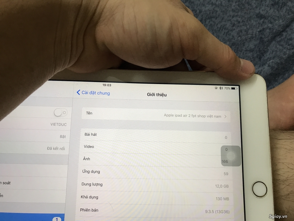 Cần bán ipad air 2 ios 9.3.5 hàng fpt shop dùng như nâng trứng - 4