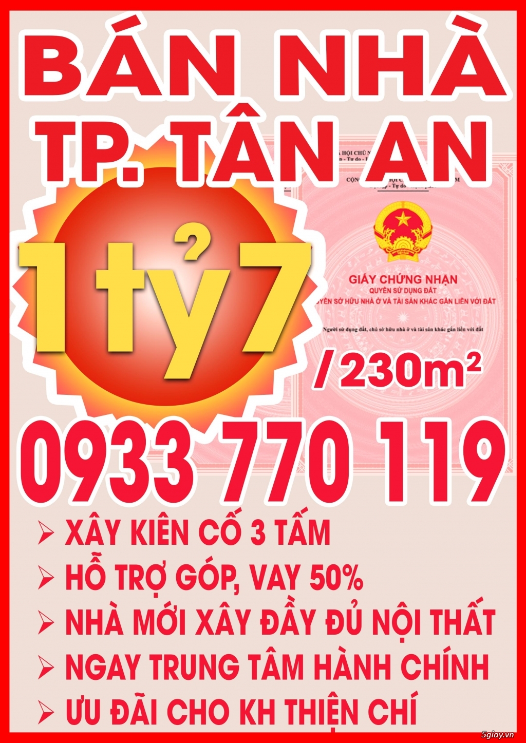 Bán nhà phố ven sông, Biệt thự ven sông trung tâm thành phố Tân An, LA