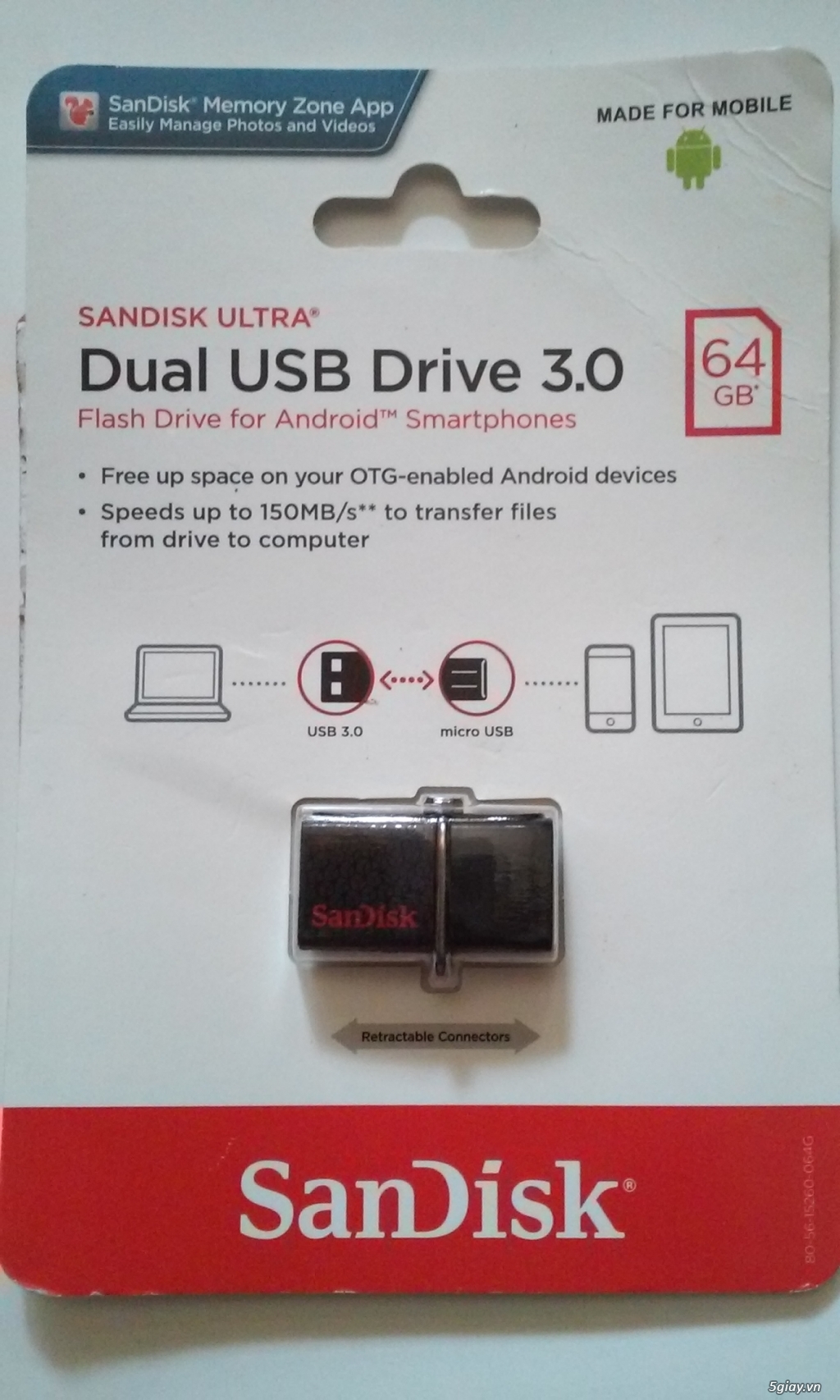 USB OTG SanDisk Ultra Dual 64GB usa 2 đầu cắm dành cho Android, và laptop, end 23h00 04/03/2020