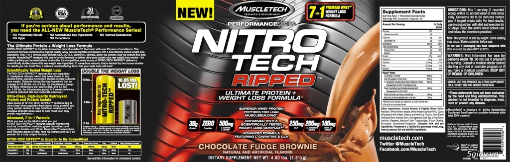 Bán Whey MuscleTech NitroTech Ripped 4lbs (1,81kg) HCM - 4
