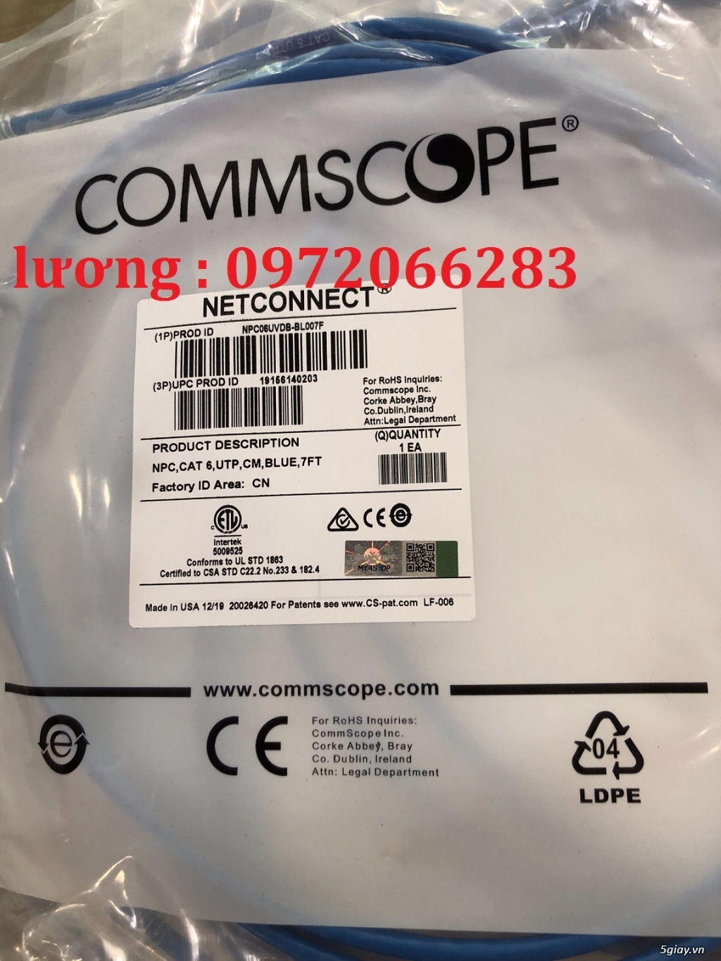 Dây nhảy patch cord 2m Cat6 Blue (NPC06UVDB-BL007F) commscope - 2