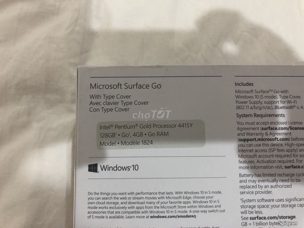 Cần bán Surface Go, intel 4415Y, 128Gb, RAM 4Gb - 2