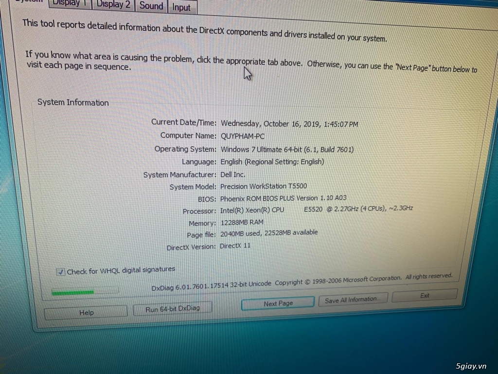 Bộ Dell T5500 Đồ họa game mạnh mẽ