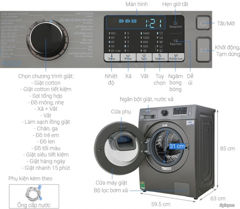 Trả góp máy giặt Samsung Addwash Inverter 10 kg - 1