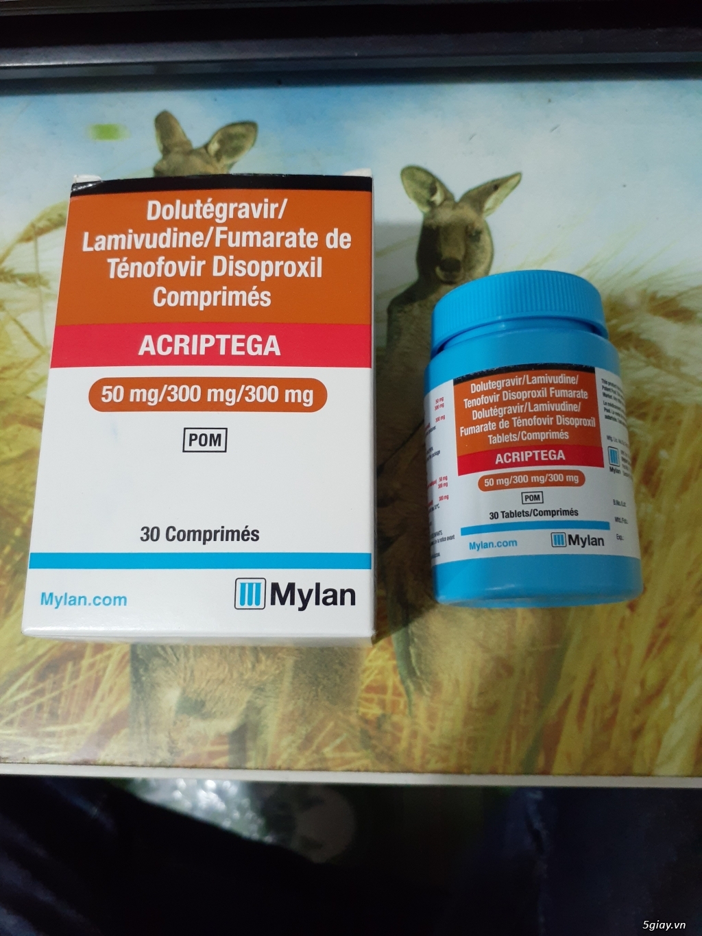 Thuốc LTD 3 trong 1 viên chữ M màu trắng Arv Acriptega Mylan Tld Pep 3