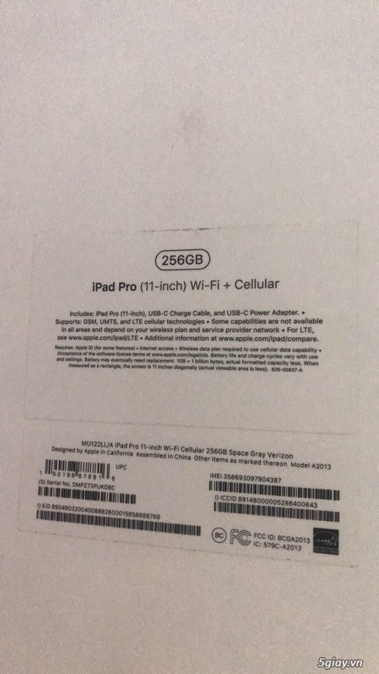 Cần bán iPad Pro 2018 11 inch 256GB Wifi + Cellular New 100% còn BH
