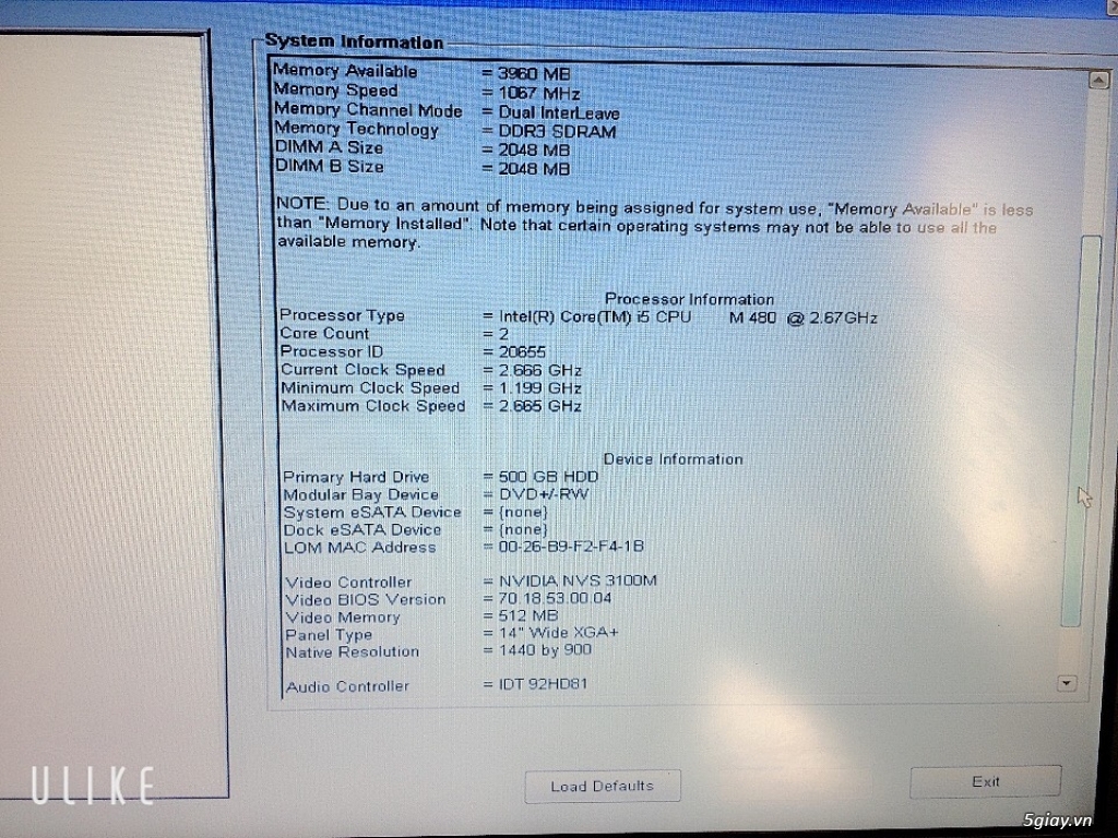 Dell Latitude 6410 Core i5 RAm 4g Hdd 320G - 3