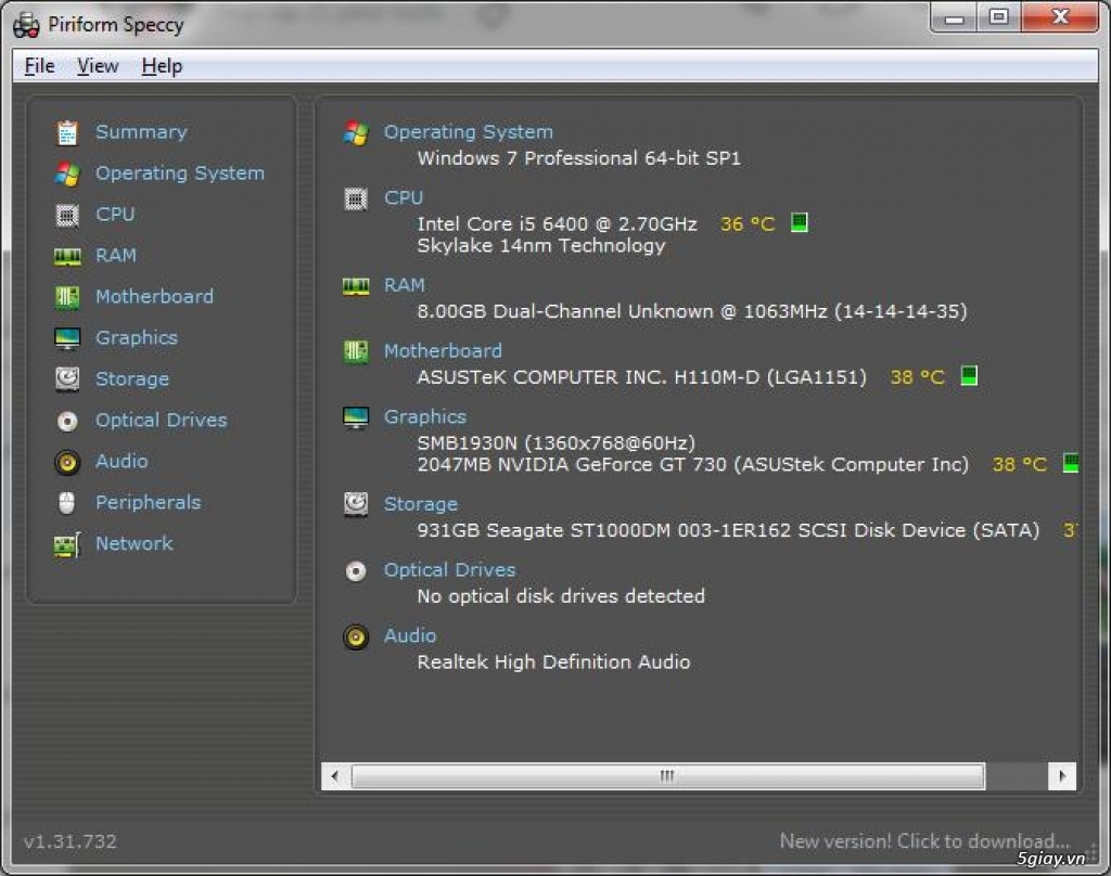 Bán pc core i5 6400 giá sv