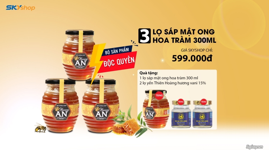 Mật Ong Hoa Tràm Honey An ( 04 Lọ 300ml ) + 02 Hũ Yến Thiên Hoàng