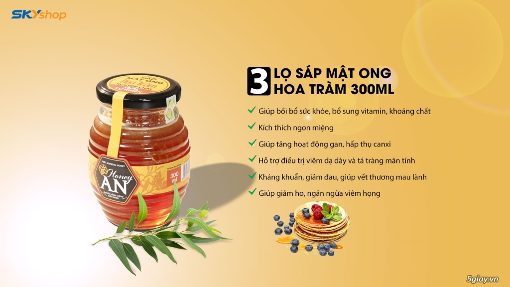 Mật Ong Hoa Tràm Honey An ( 04 Lọ 300ml ) + 02 Hũ Yến Thiên Hoàng - 1