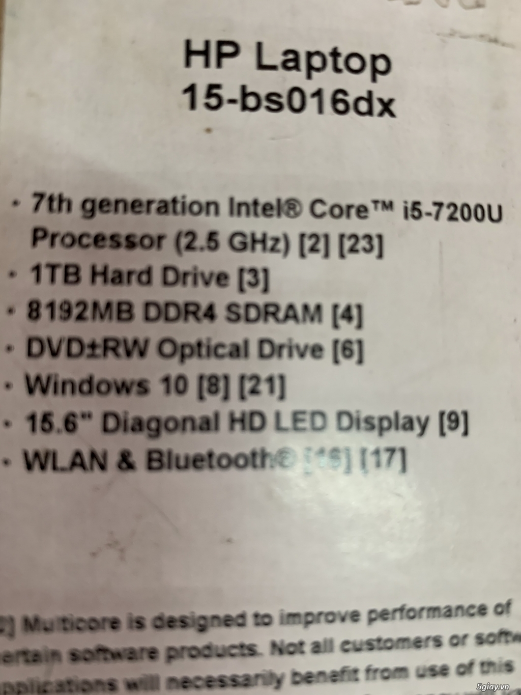 Bán laptop HP 15-bs016dx i5 7200U 2,5G, ddr4 8G, 1TB hdd, xách tay USA - 3