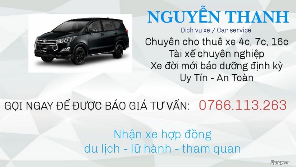 Cho thuê xe 7 chỗ có tài HCM - NGuyễn Thanh - 1