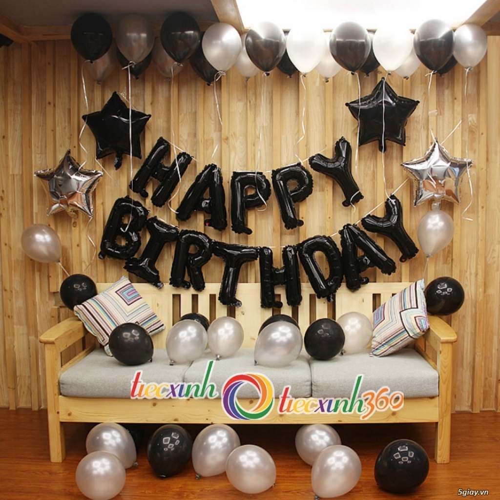 COMBO TRANG TRÍ SINH NHẬT HAPPY BIRTHDAY MÀU ĐEN