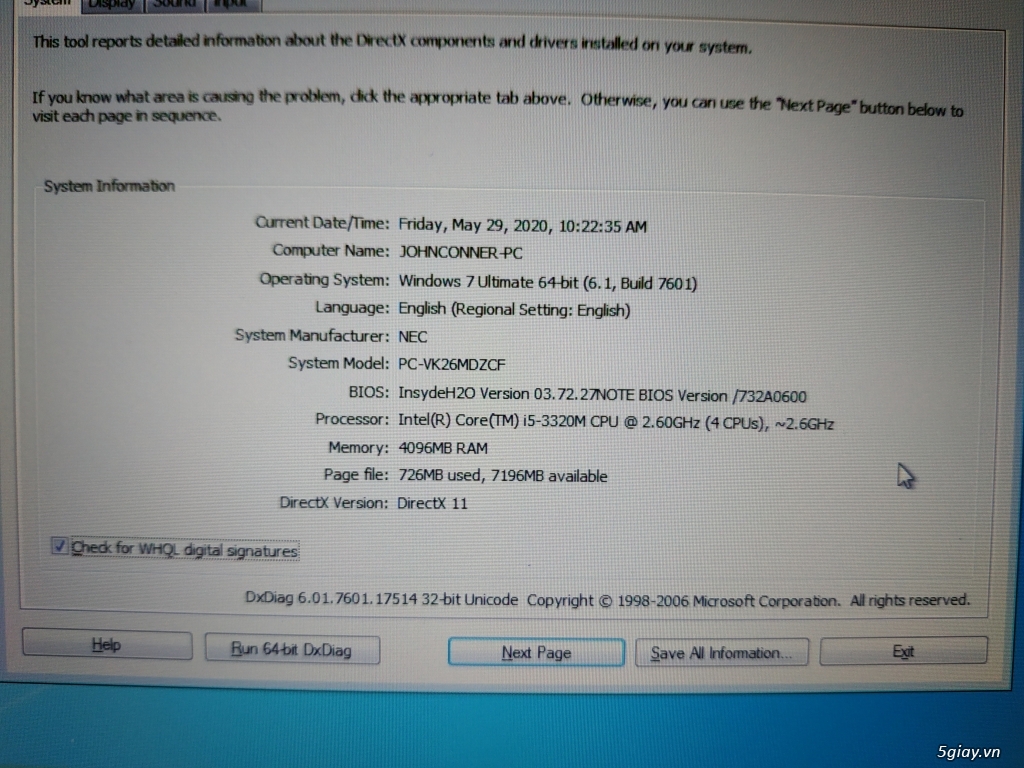 Bán Laptop NEC VersaPro i5 - 3310M ram 4G màn hình FHD sắc nét - 1