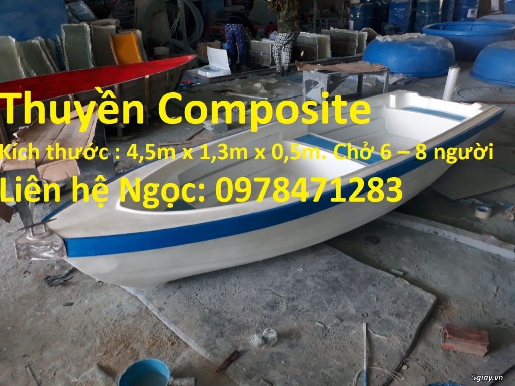 Chuyên cung cấp vỏ thuyền Composite- kích thước : 4,5m x 1,3m x 0,5m. - 3