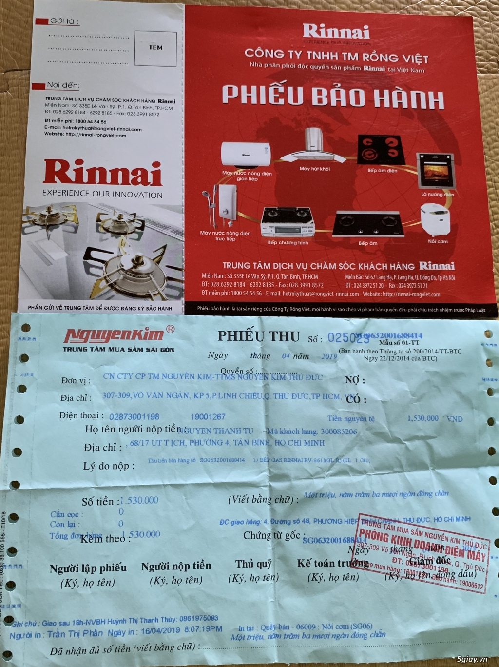 BẾP GAS RINNAI MẶT KÍNH MỚI 90% - 2