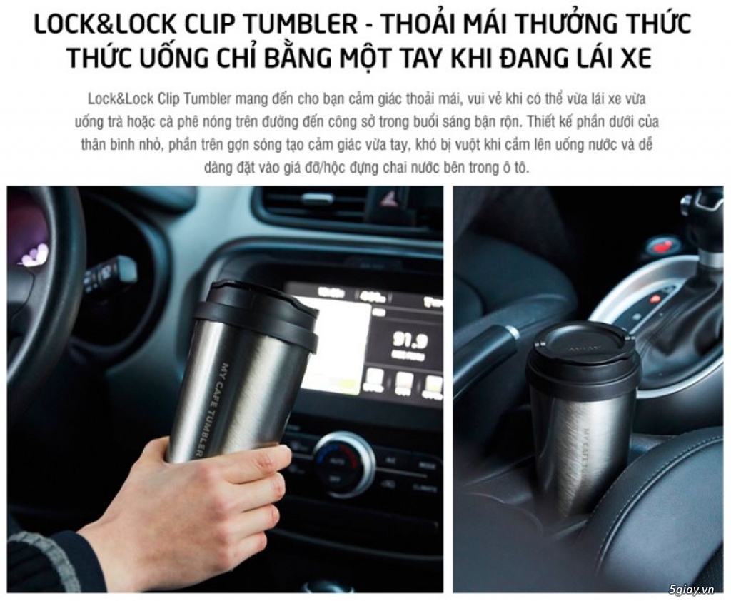 Ly Giữ Nhiệt Bằng Thép Không Gỉ Lock&Lock Clip Tumbler (540ml) - Bạc - 1