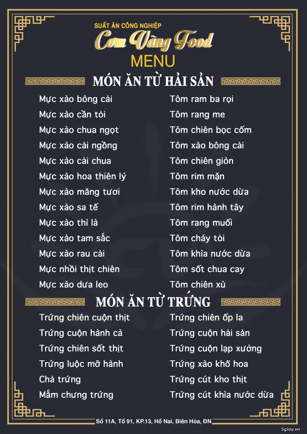 Danh Mục Thực Đơn Suất Ăn Công Nghiệp - Cơm Vàng Food - 15