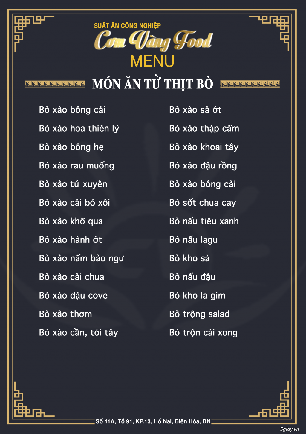 Danh Mục Thực Đơn Suất Ăn Công Nghiệp - Cơm Vàng Food - 14