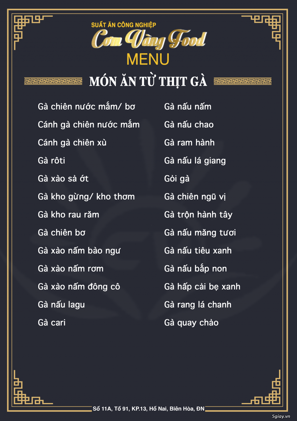 Danh Mục Thực Đơn Suất Ăn Công Nghiệp - Cơm Vàng Food - 16