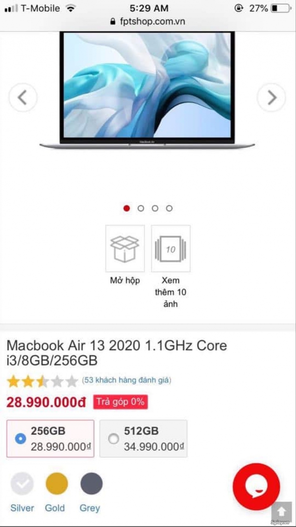 Macbook Air 2020 bản 256 GB brandnew nguyên seal hàng FPT - 1