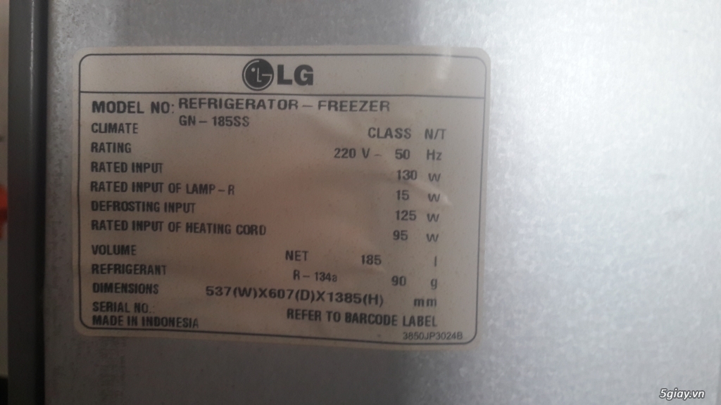 Tủ lạnh LG-185 lít- 2 cửa, 6 ngăn- còn mới 85% - 3